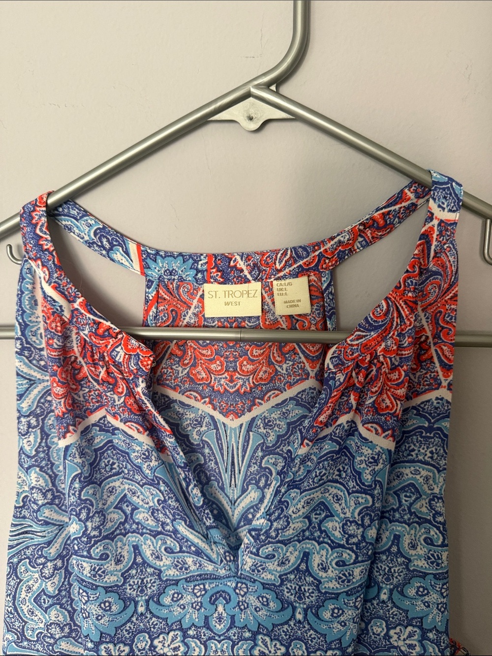 St. Tropez Blue & Orange Paisley Halter Top - Picture 3 of 9